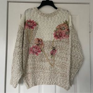 Separate issue vintage knit sweater with appliqué women’s size 18 oversized